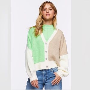 From Forever 21. V- neck bright cardigan. Size S (runs big).